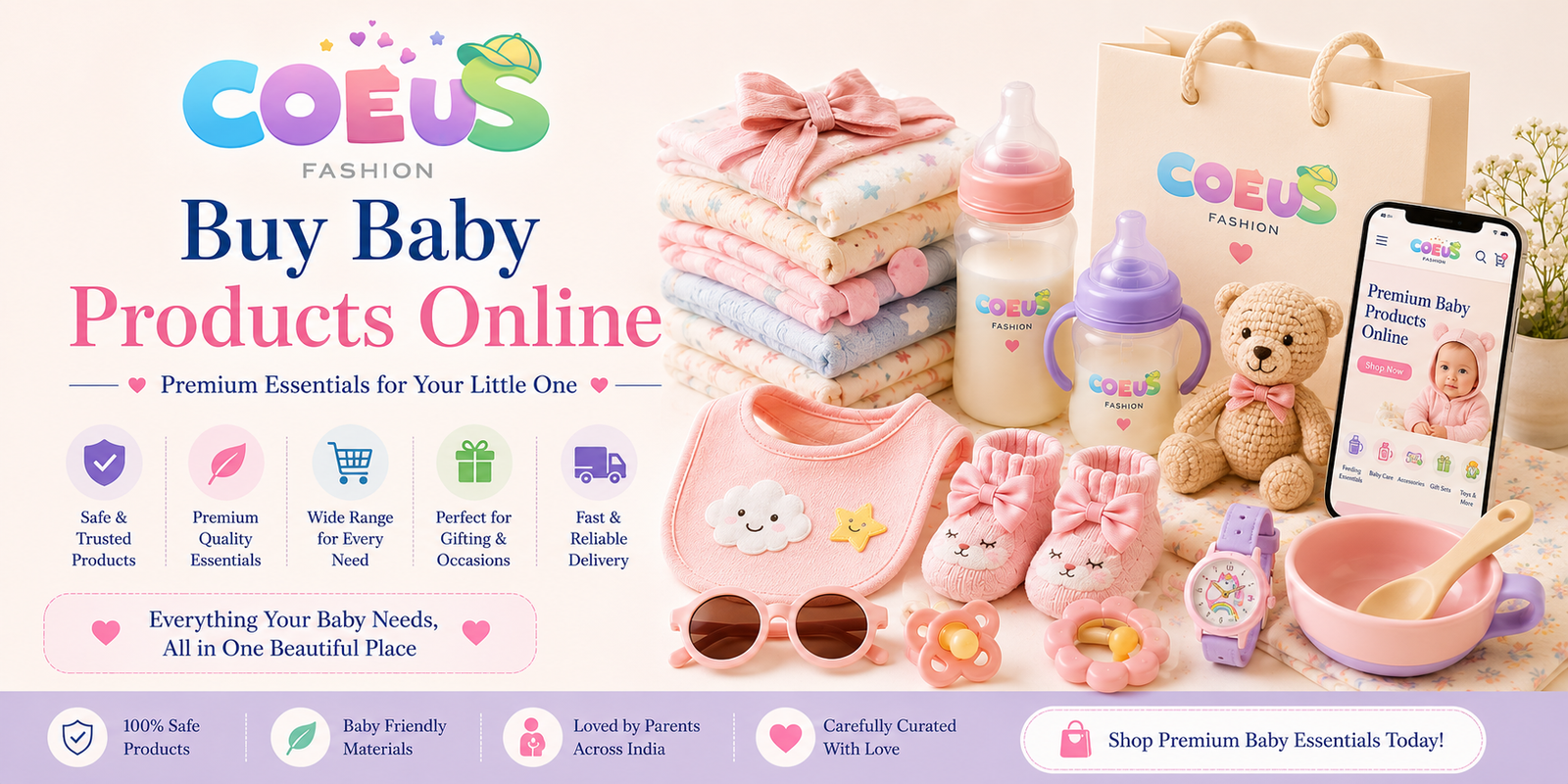 Buy Baby Products Online with premium baby essentials and accessories